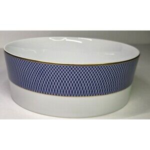 Block Spal Blue Skies Large Round Vegetable Serving Bowl Dish 7 5/8" Gold